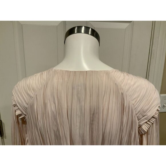 Joie Rheia Shimmer Nude Pleated Romantic Midi Dress, NWT! Size Large - Picture 8 of 10